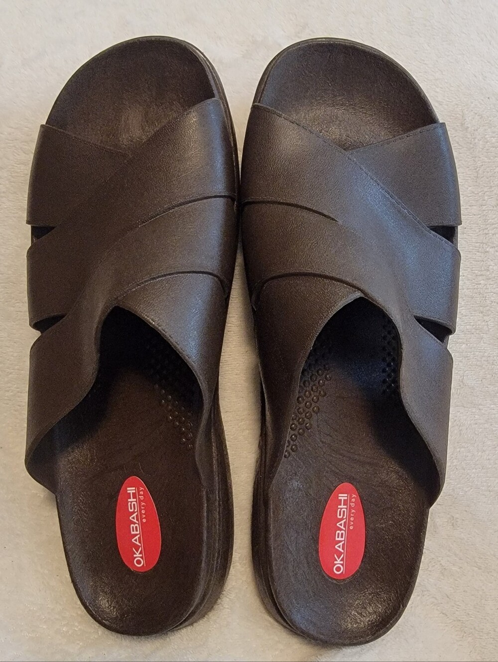 New Okibashi Milan Slide Sandals Brown        Sz XXL Mens 12/13
